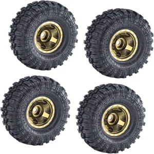 4Pcs RC 1.0" Wheels and Tires Replace Part RC Crawler Car Tires 1/24 RC Crawler, Dark Brown