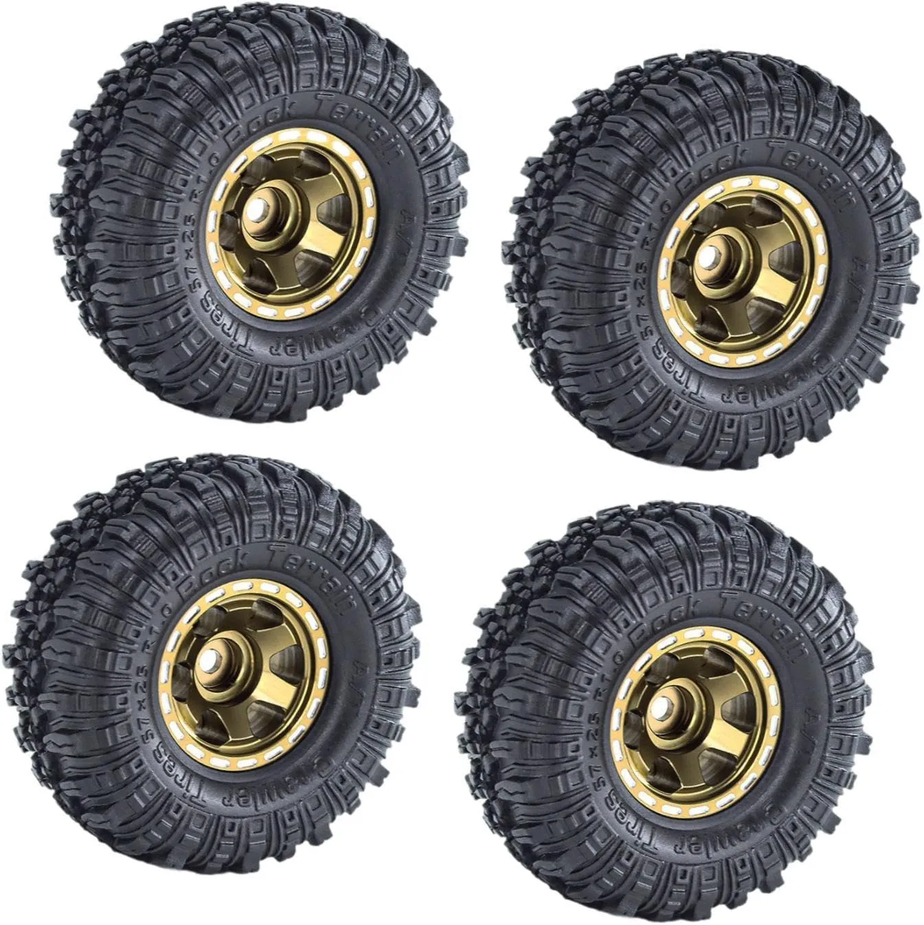 4Pcs RC 1.0" Wheels and Tires Replace Part RC Crawler Car Tires 1/24 RC Crawler, Dark Brown