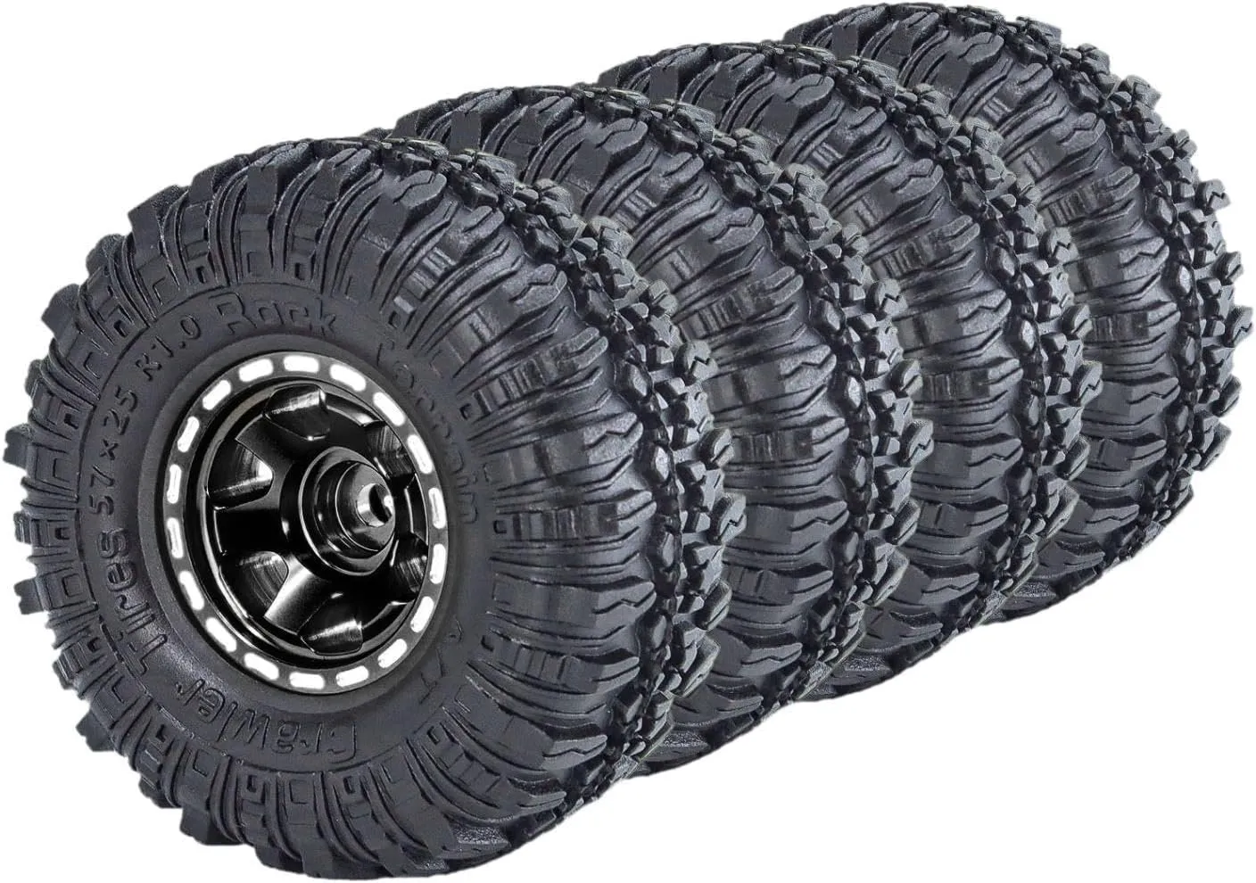 4X 1.0 inch Wheel Tires Set Replace Part Easy to Install Sturdy Spare Parts Rubber Tires for SCX24 FMS24 1:24 RC Crawler Car, Black