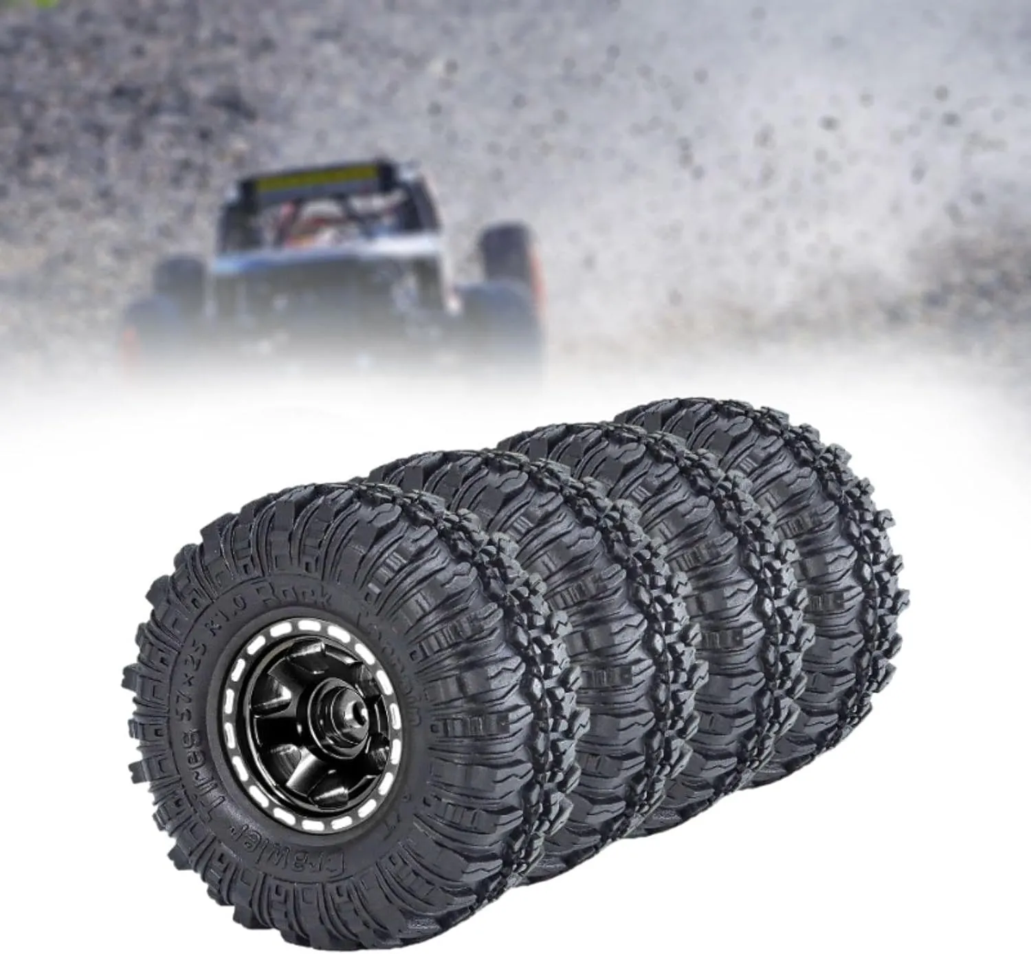 4X 1.0 inch Wheel Tires Set Replace Part Easy to Install Sturdy Spare Parts Rubber Tires for SCX24 FMS24 1:24 RC Crawler Car, Black