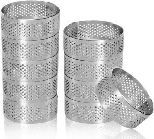 50 Pcs 1.98 Inch 304 Stainless Steel Tart Ring, Heat-Resistant Perforated Cake Mousse Ring, Round Ring Baking Small Fruit Tarte Crust Tools 5cm
