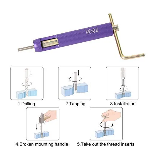 50pcs Thread Repair Installation Kit Stainless Steel Helicoil Type Set M2.5 x 2D
