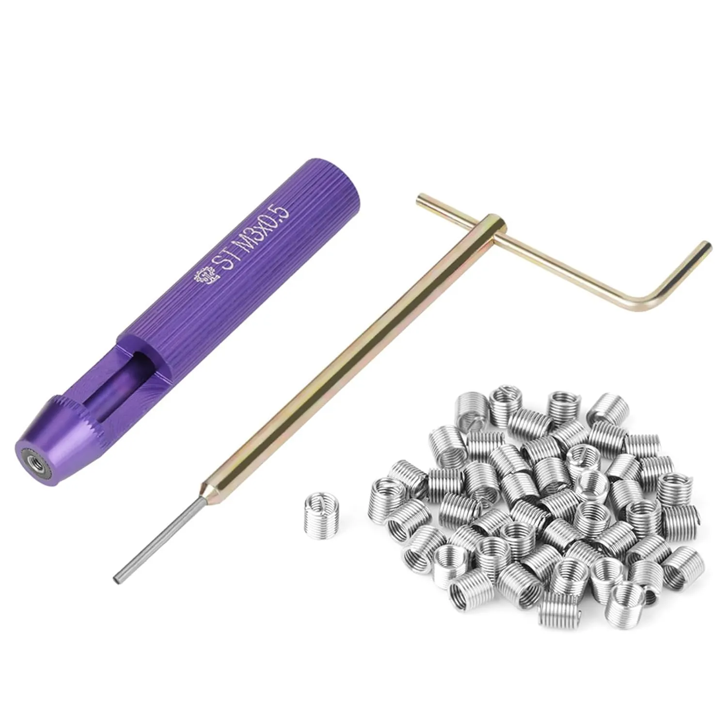 50pcs Thread Repair Installation Kit Stainless Steel Helicoil Type Set (M3 x 2D)
