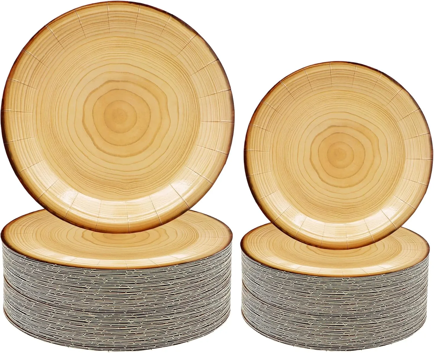 50Pcs Wood Grain Party Supplies Wood Paper Plates Set 9"Rustic Wood Slice Dinner Plates,7"Woodland Plates Camp-Fire Camping Party Supplies Woodland Baby Shower Lumberjack Birthday Party Decorations