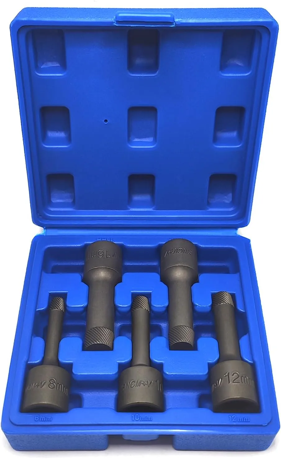 5PCS 1/2” Drive Impact Wedge Proof Extractor Set, Easy Out Bolt Remover Adaptor Kit, Bolt Extractor Removal Tool, Kit for Broken Removing Nuts Bolts Screw