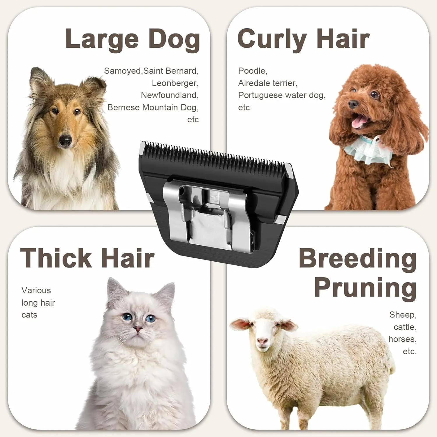 5PCS Wide Blade Dog Grooming Blades Compatible with Andis Dog Clipper,Dog Grooming Wide Blade compatiblewith Wahl km10 Clippers/Oster A5 Type Blade,for Animal Dog,Cat,Horse (30W 10W 7FW 5FW 4FW)