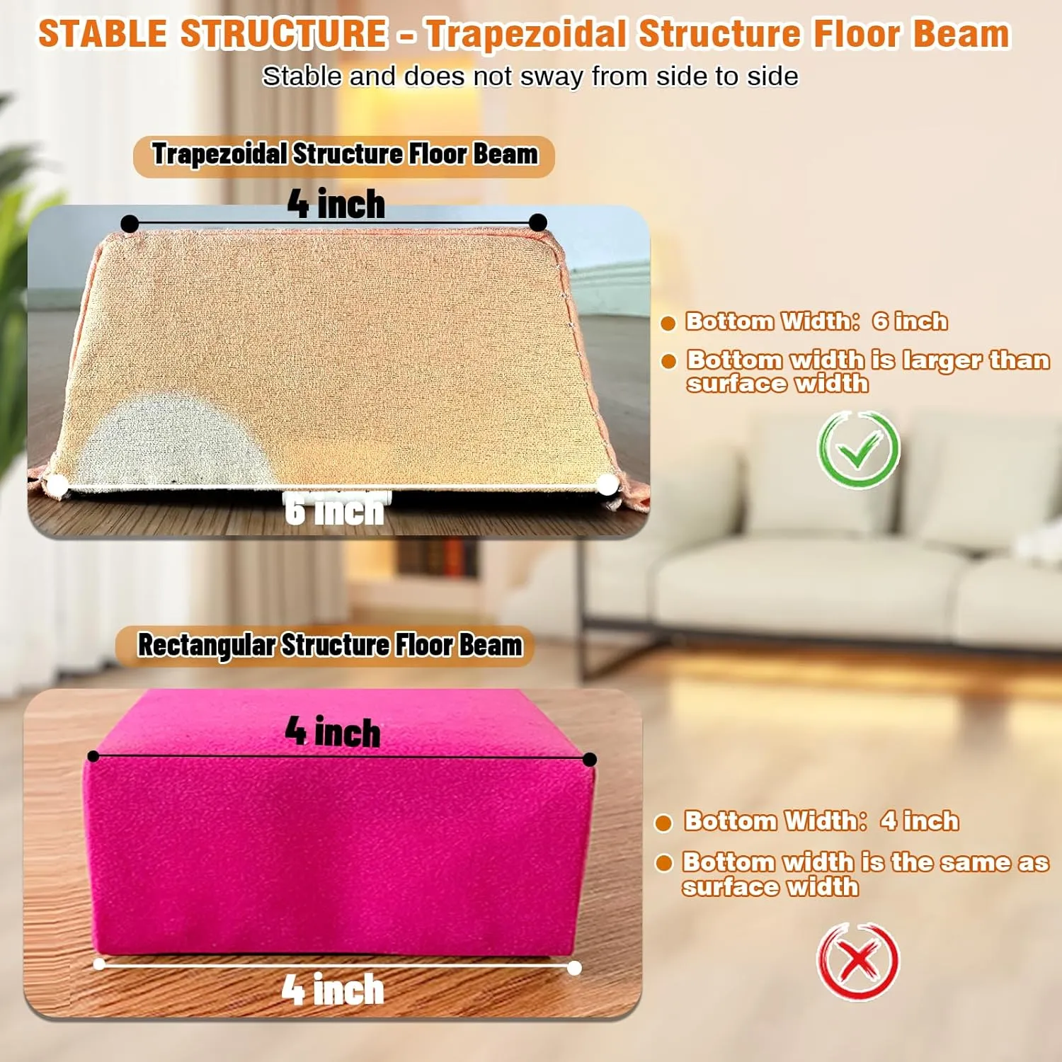 6 FT / 8 FT / 9 FT Folding Gymnastics Beam Foam Balance Floor Beam - Extra Firm - Suede Cover - Anti Slip Bottom with Carry Bag for Kids/Adults Home Use