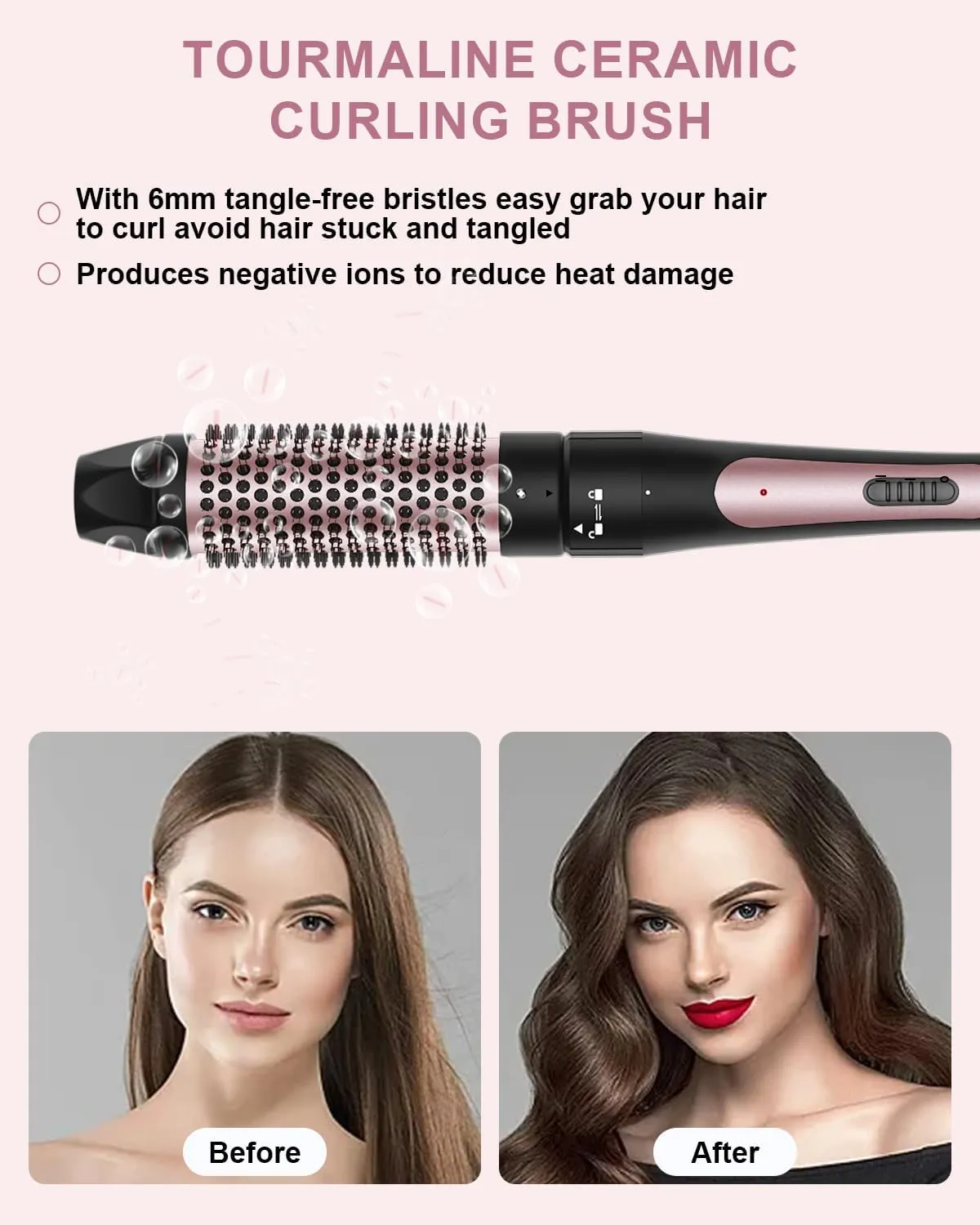 6 in 1 Curling Iron, 3 Barrel Curling Iron Set with Curling Brush (1.5inch) and 5 Interchangeable Ceramic Curling Wand(0.35"-1.25"), 2 Temp Heating Setting, Contain Comb & Protective Glove & 2 Clips