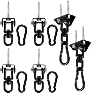 6 Pcs Porch Swing Hanging Kit, 360°Rotating 1000 lb Capacity Hangers, Stainless Steel Hammock Chair Hardware Accessories for Playground Yoga Heavy Bag Bed