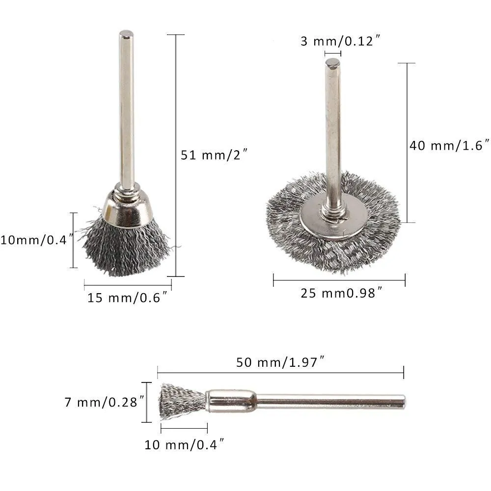 60 Pcs Wire Brushes Set, Rocaris Steel Wire Wheels Pen Brushes Set Kit Accessories for Rotary Tool