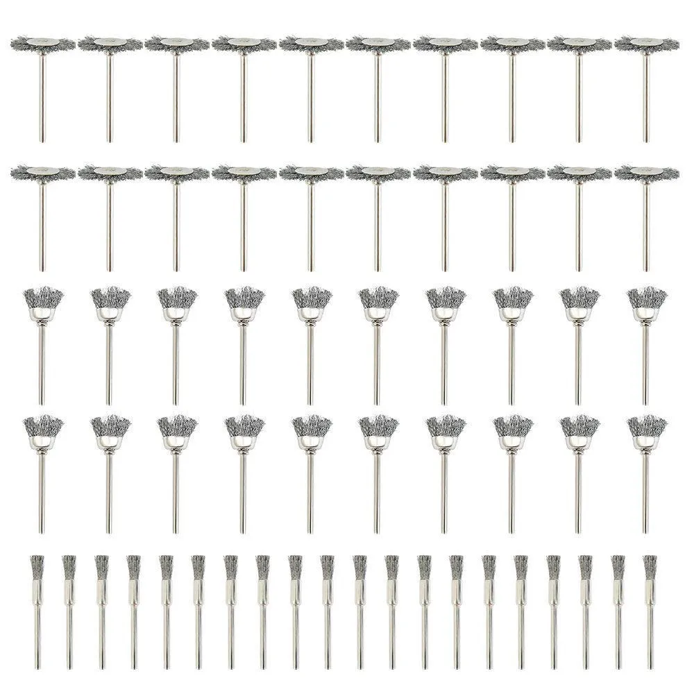 60 Pcs Wire Brushes Set, Rocaris Steel Wire Wheels Pen Brushes Set Kit Accessories for Rotary Tool