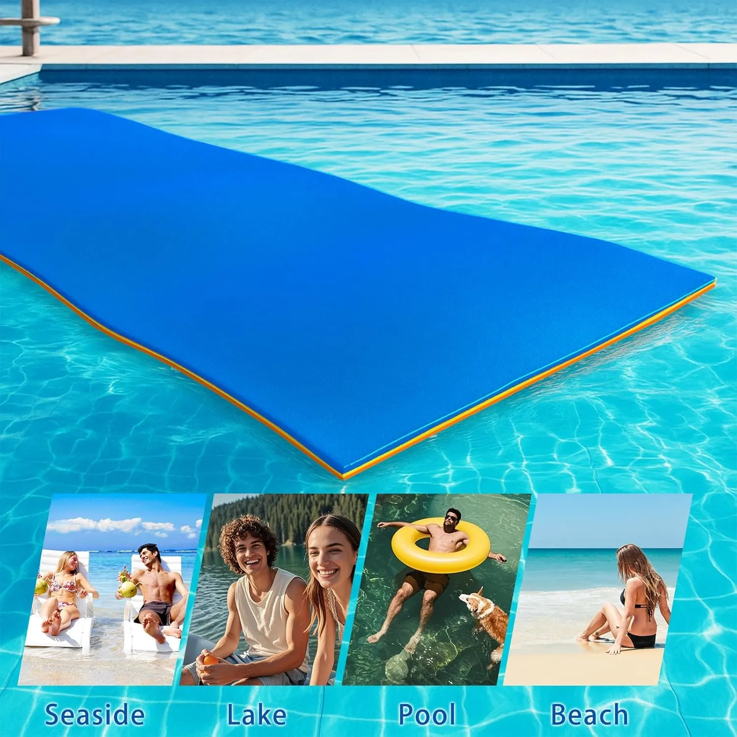 6'/9'/12'/Tear-Resistant Lily Pad Floating Water Mat，Floating Water Pad for Recreation Pool, Beach, Lake