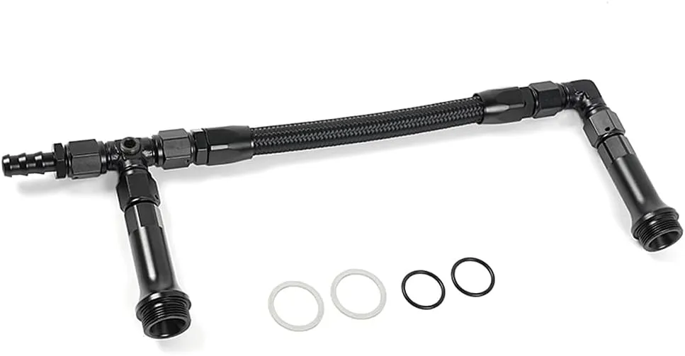 6AN Dual Feed Fuel Line Kit, Aluminum Alloy Fuel Line Stainless Steel Braided Dual Inlet Fuel Line Kit For Holley 4150 Carburetor,Black
