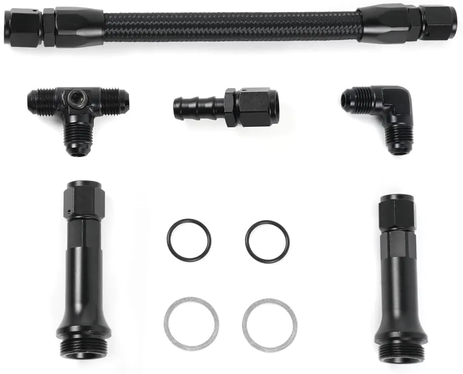 6AN Dual Feed Fuel Line Kit, Aluminum Alloy Fuel Line Stainless Steel Braided Dual Inlet Fuel Line Kit For Holley 4150 Carburetor,Black