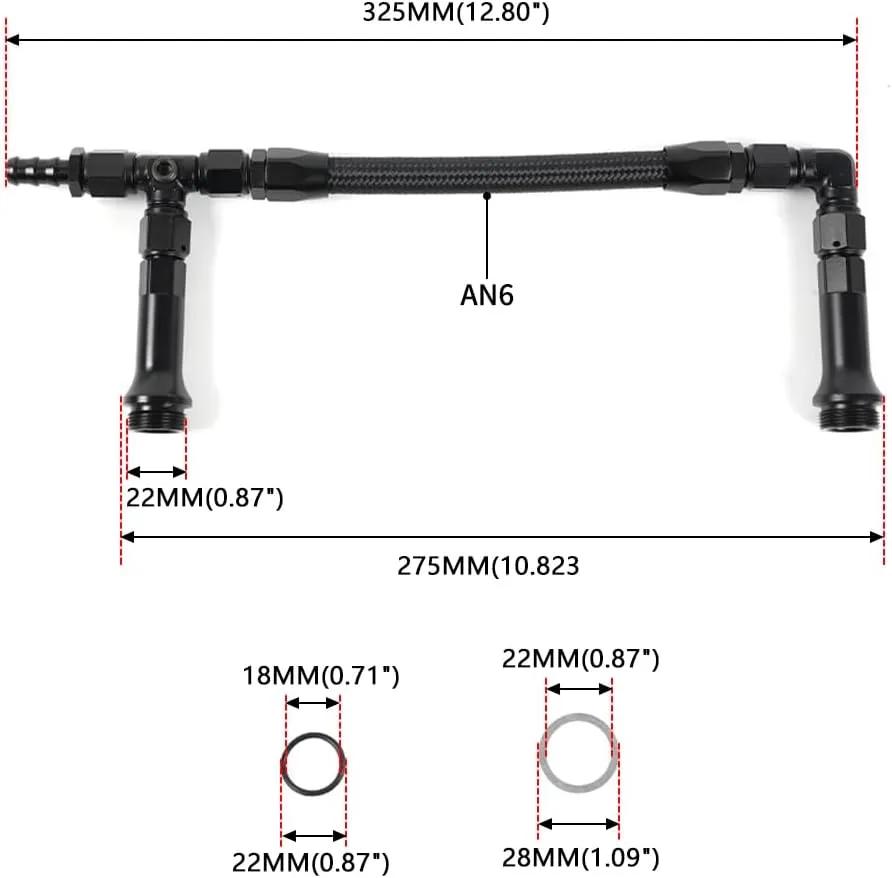 6AN Dual Feed Fuel Line Kit, Aluminum Alloy Fuel Line Stainless Steel Braided Dual Inlet Fuel Line Kit For Holley 4150 Carburetor,Black