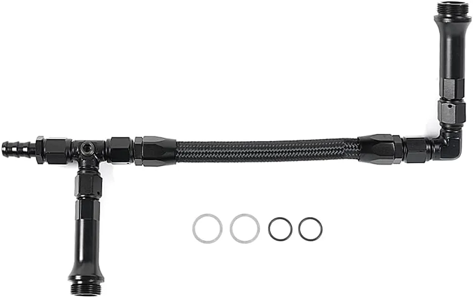 6AN Dual Feed Fuel Line Kit, Aluminum Alloy Fuel Line Stainless Steel Braided Dual Inlet Fuel Line Kit For Holley 4150 Carburetor,Black