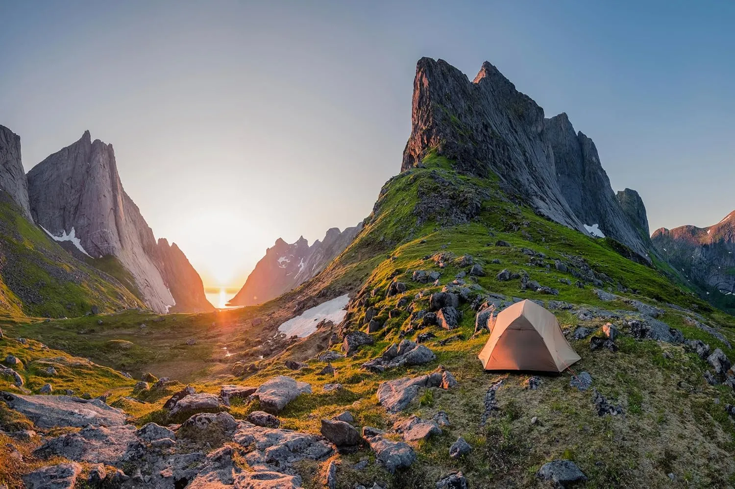 6ftx4ft Wild Camping Backdrop Lofoten Islands Camping Tent Mountains Sunset Scenery Polar Circle Landscape Background Hiking Norway Camping Party Decor Photo Studio Booth Props Wallpaper