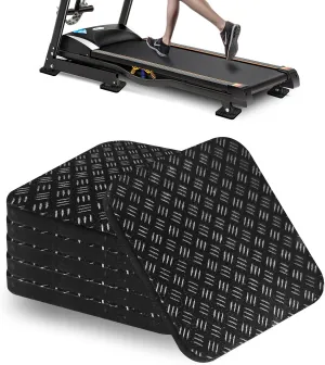 6pcs Treadmill Mat Pads,4x4 Inch Silicone Treadmill Mat,Double-Sided Non-Slip Walking Pad Mat,Shock-Absorbing Exercise Equipment Mat,Suitable for Treadmills, Elliptical Machines, Exercise Bikes