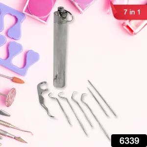 7 In 1 Stainless Steel Toothpick Flossier Set (1 Set  With Case)