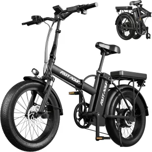 750W Foldable Electric Bike for Adults, 20" x 4" Fat Tire E-Bike with Removable 48V 12Ah Battery, 21MPH Max Speed & 30 Miles Range, All Terrain Electric Bicycle for Commuting & Off-Road