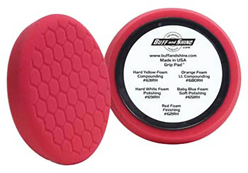 7.5" Euro Red Ultra Finishing Hex Faced Foam Grip Pad™ with Center Ring Backing