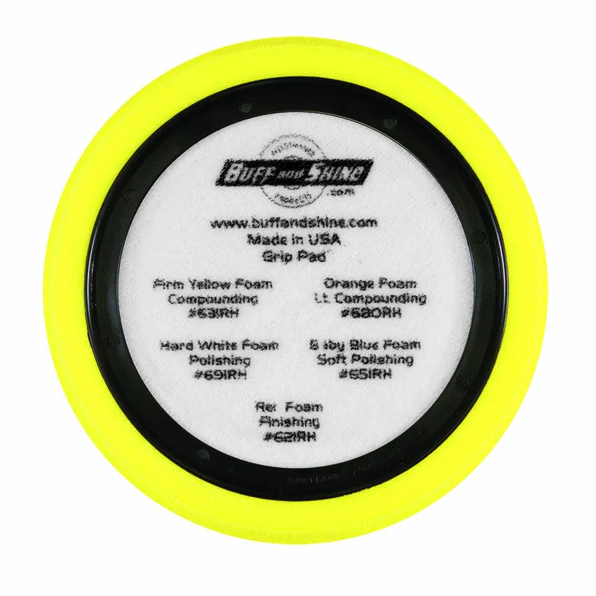 7.5" Euro Yellow Cutting Hex Faced Foam Grip Pad™ with Center Ring Backing