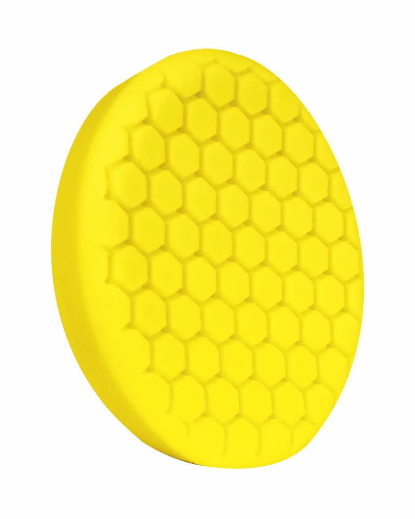 7.5" Euro Yellow Cutting Hex Faced Foam Grip Pad™ with Center Ring Backing