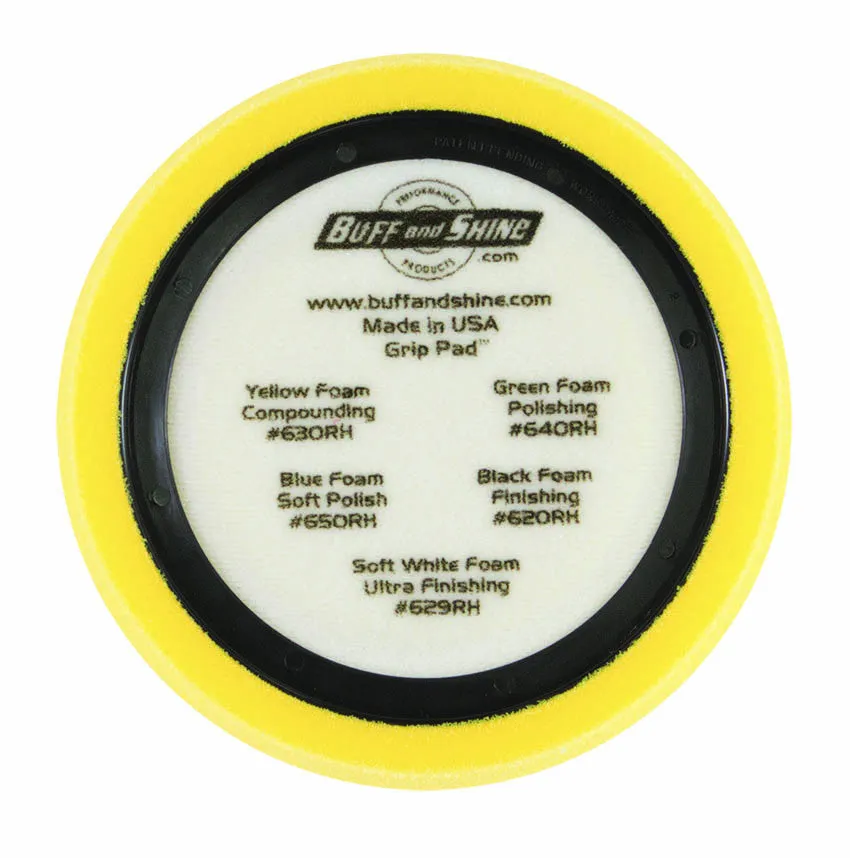 7.5" US Yellow Med. Cutting/Polishing Hex Faced Foam Grip Pad™ with Center Ring Backing