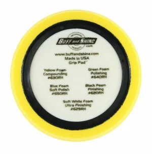 7.5" US Yellow Med. Cutting/Polishing Hex Faced Foam Grip Pad™ with Center Ring Backing