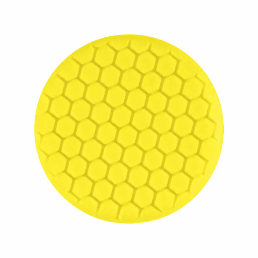 7.5" US Yellow Med. Cutting/Polishing Hex Faced Foam Grip Pad™ with Center Ring Backing