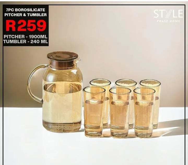 7pcs heat resistant borosilicate Glass pitcher with glasses