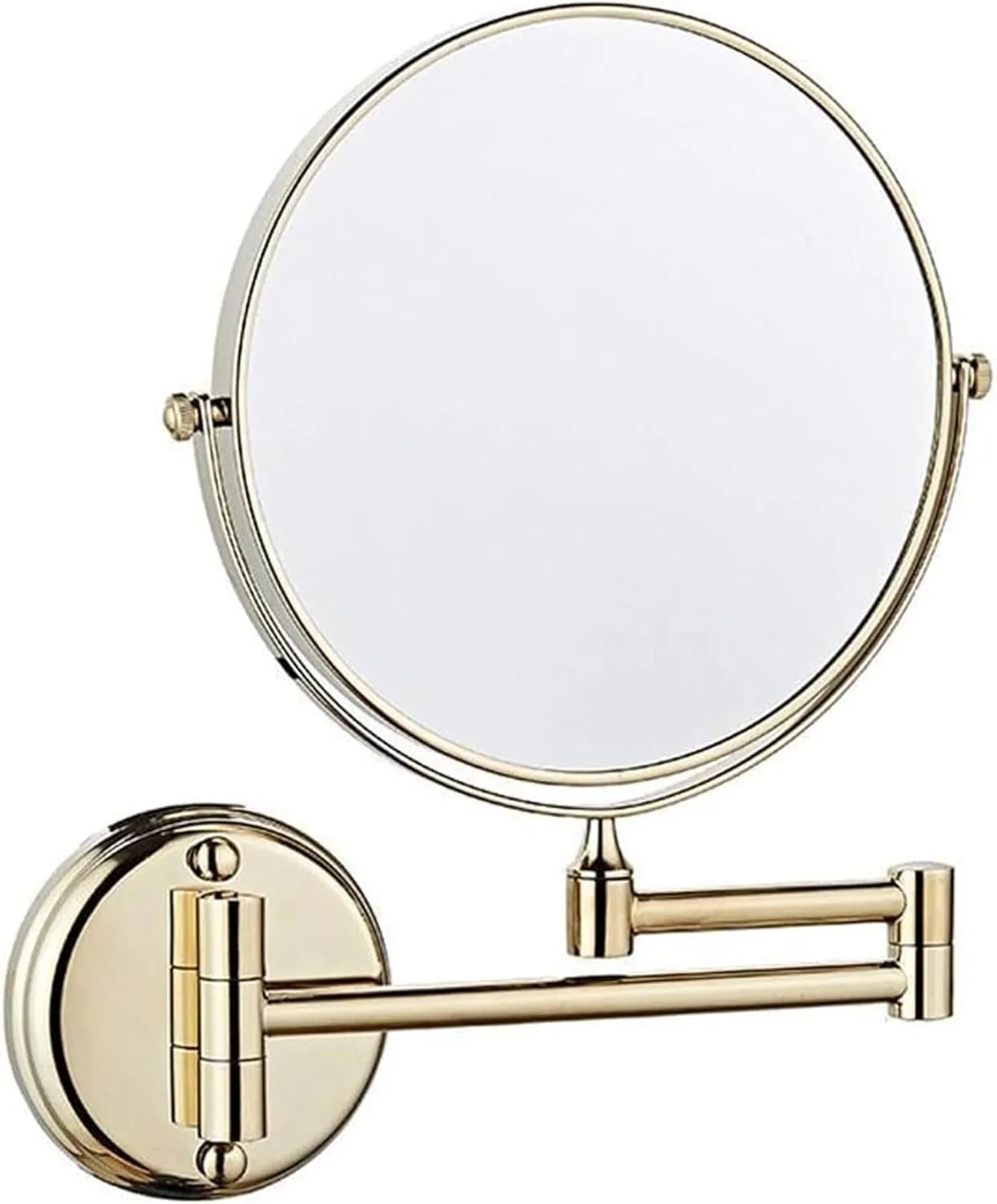 8-inch Wall Mounted Makeup Mirror, 3X Magnification, Swivel & Extending, Gold Finish