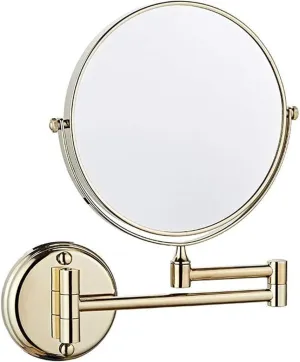 8-inch Wall Mounted Makeup Mirror, 3X Magnification, Swivel & Extending, Gold Finish