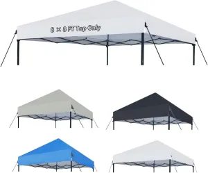 8×8 Canopy Replacement Top Only, Waterproof Pop Up Canopy Tent Cover with Windproof Ropes for Straight Leg Frame, Canopy Top Sunshade Sliver Coated for Outdoor Garden Patio Camping(White)
