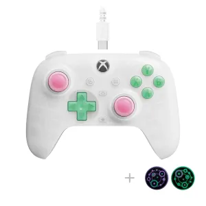 8Bitdo Ultimate Mini Wired Controller with RGB Lighting Fire Ring, Hall Effect Joysticks and Triggers, for Xbox Series X|S, Xbox One, Windows 10/11 - Officially Licensed (Translucent White)