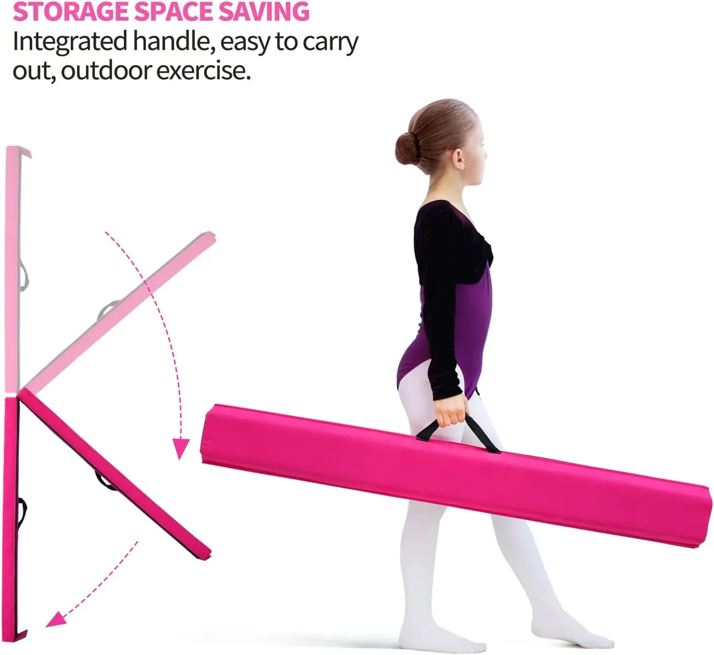 8FT Folding Floor Gymnastics Beam for Kids,Non Slip Rubber BaseGymnastics Beam for Training,Gymnastics Beam for Training, Practice, Physical Therapy and Professional Home Training