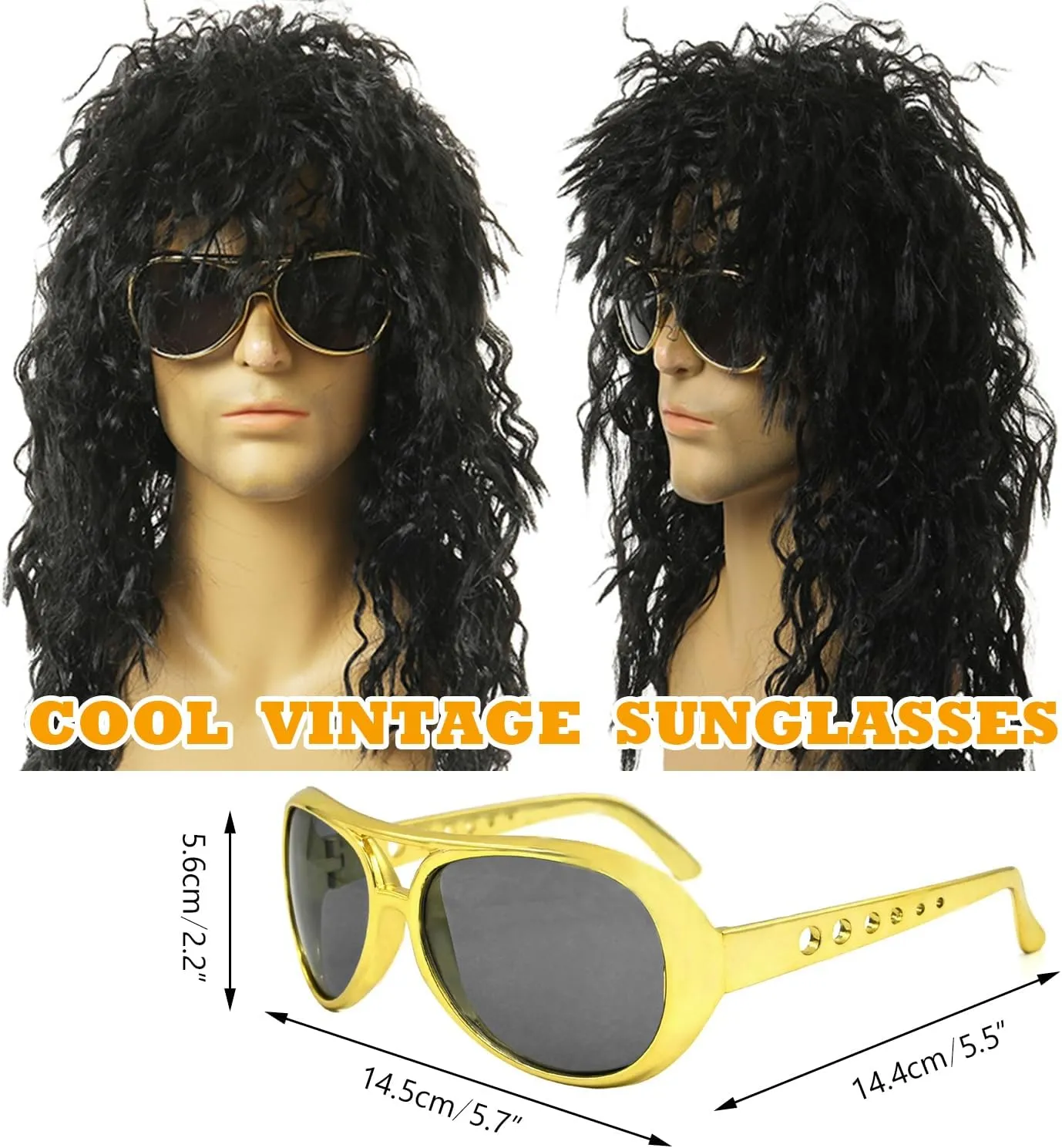 90s Hip Hop 80s Costumes Kit for Men Rapper Party Outfits Accessories