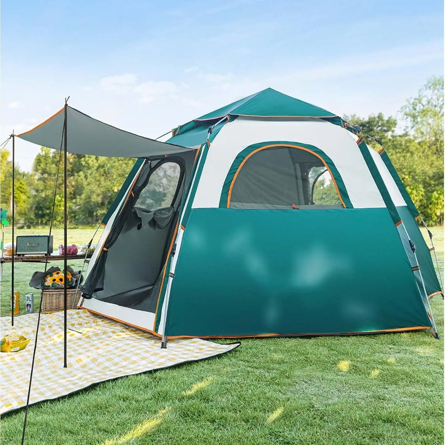 94x83x57 Inch Instant Pop Up Camping Tent for 5-8 People, Waterproof Family Tent with Carry Bag, Windproof & Easy Set-Up 60 Seconds Instant Cabin Tent for All Seasons