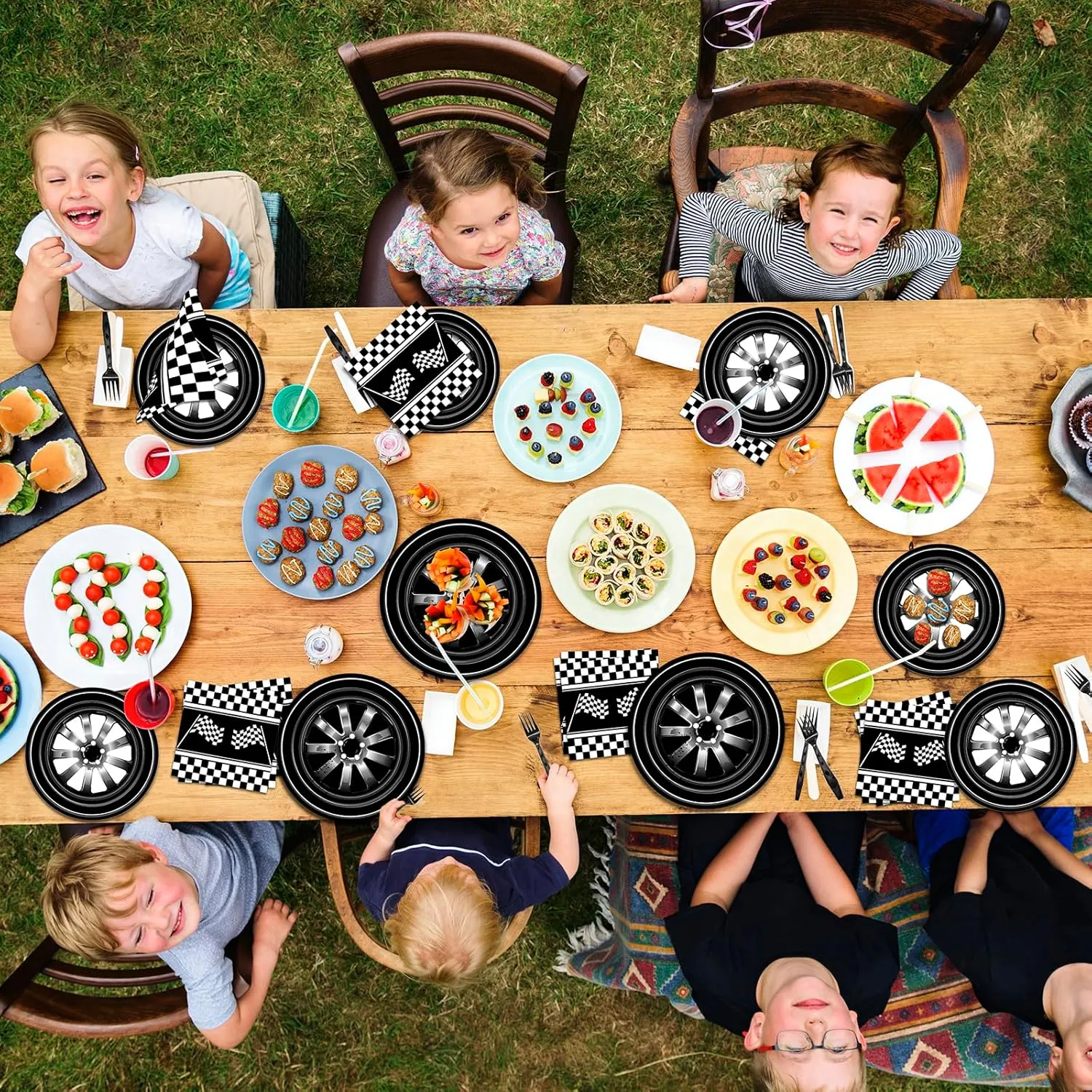 96 PCS Race Car Birthday Party Supplies Cars Birthday Decorations Tableware Set Racing Party Plates Napkins Forks for Kids Boys Serves 24
