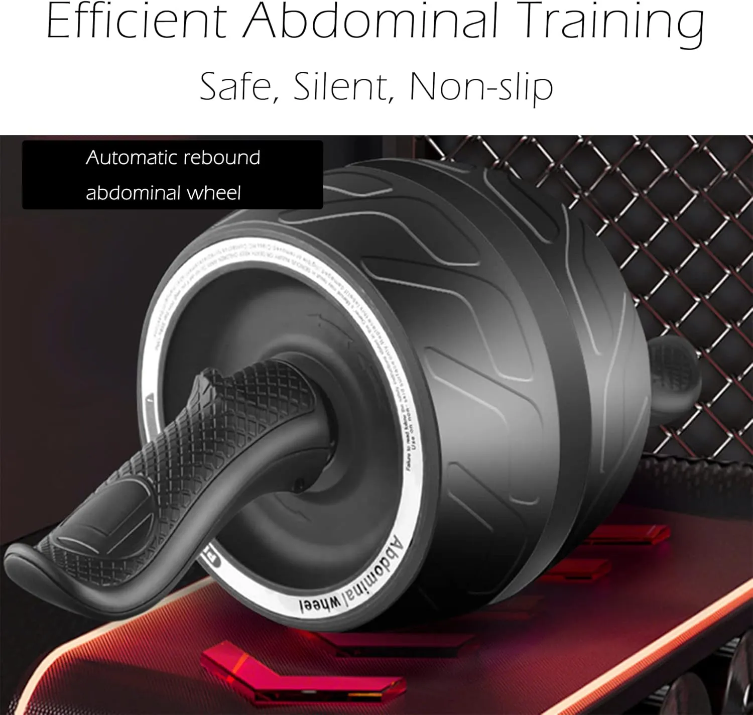 AB Wheel Roller with Resistance Spring, Automatic Rebound Exercise Abdominal Ultra-Wide Wheels Fitness for Gym & Home, Core Work-out Strength-Training Roller with Knee Pad, 14.6"W