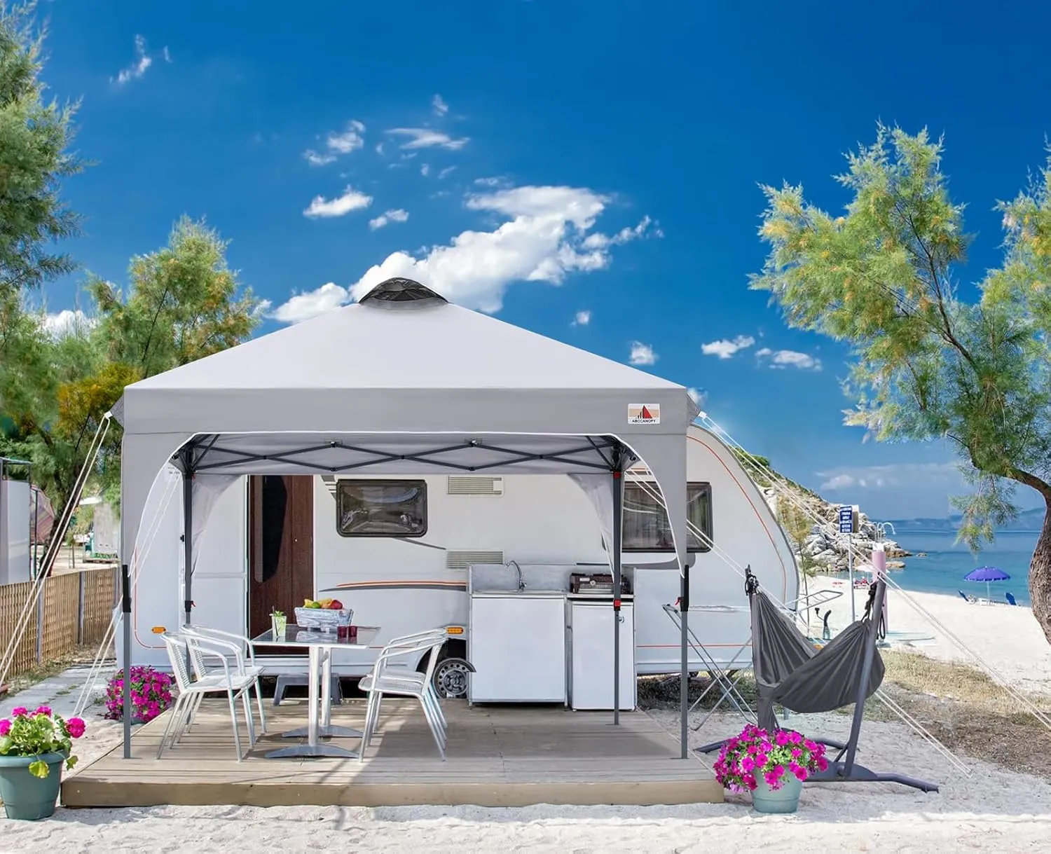 ABCCANOPY Outdoor Pop up Canopy Tent, 10x10 Instant Portable Canopy for Camping, Beach, Backyard,Gray