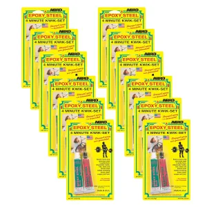 ABRO Epoxy Steel Adhesive 4-Minute Kwik-Set, Bonds & Repairs Almost Any Material, Eliminates Welding, Heat Resistant, Ideal for Home & Automotive Use (12)