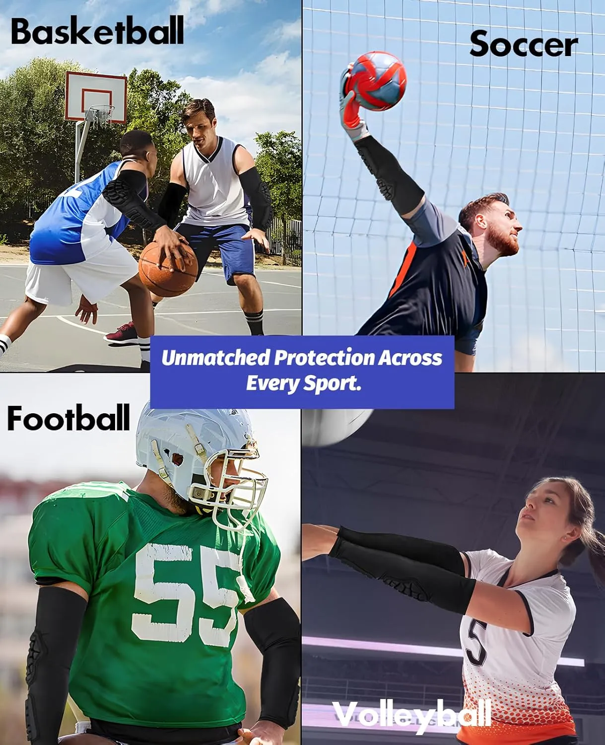AceList Elbow Pad Arm Sleeves for Adults & Kids Shock-Absorbing EVA Padding Non-Slip Breathable Sports Protection