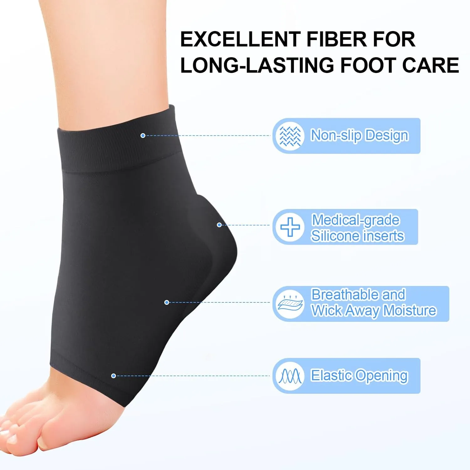 Achilles Heel Sleeve Achilles Tendon Heel Protector Compression Socks, Gel Padded Sleeve for Bursitis, Haglunds Bump, Tendonitis and Dry Cracked - 1 Pair