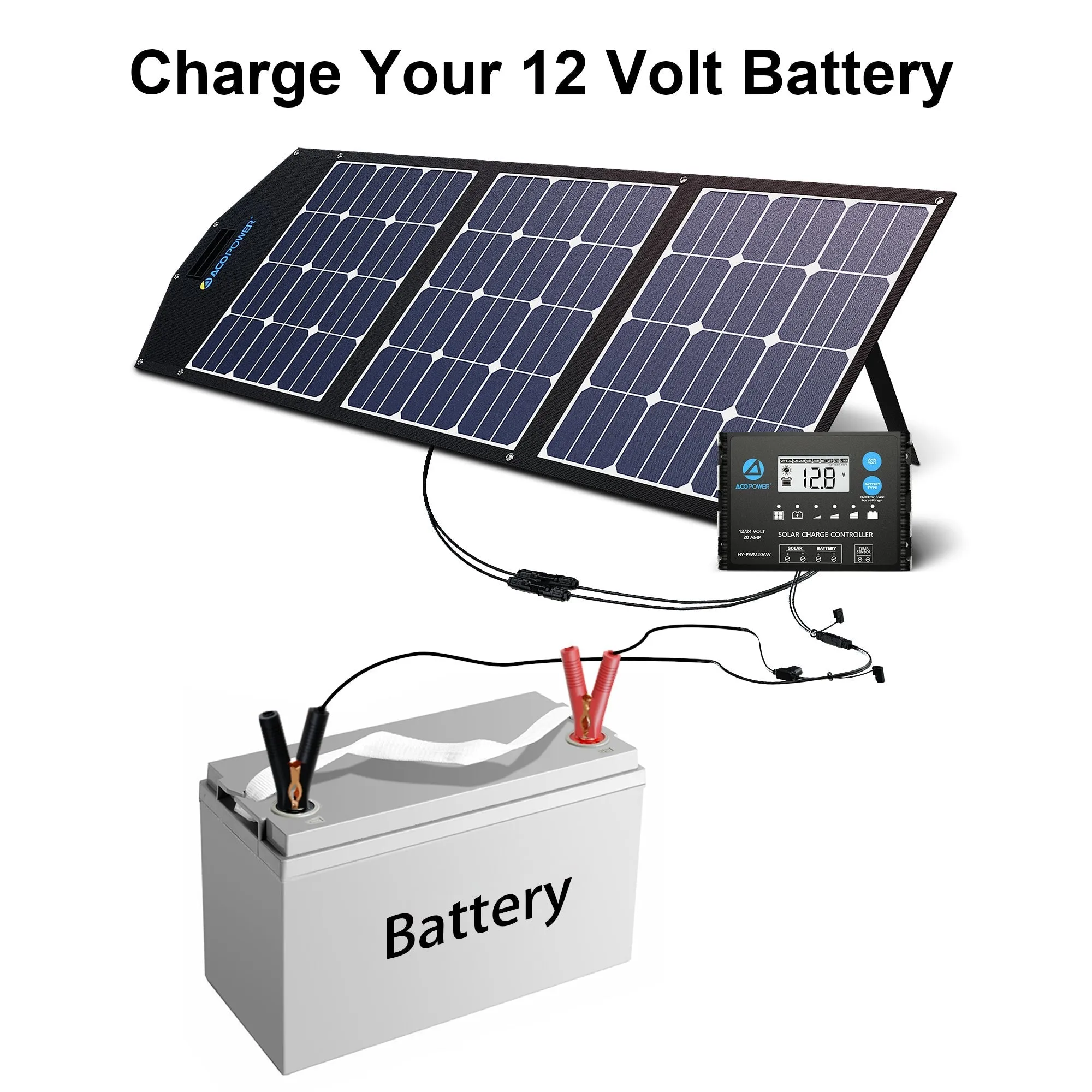 ACOPOWER LTK 120W Foldable Solar Panel Kit w/ ProteusX 20A Charge Control
