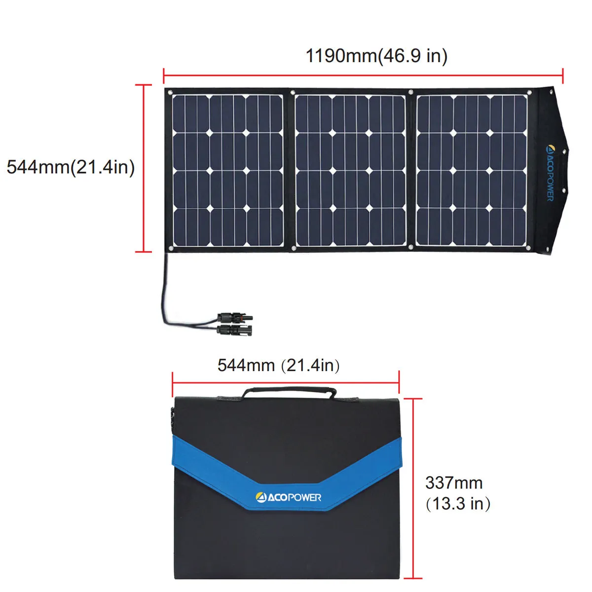 ACOPOWER LTK-90W High Efficiency 90W Tri-Fold Foldable Solar Panel
