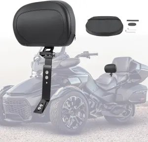 Adjustable Driver Backrest Rider Backrest Mount Kit for Can Am Spyder F3/F3-S/F3-L/F3-T 2015-2023 Black Backrest (with Storage Pouch)