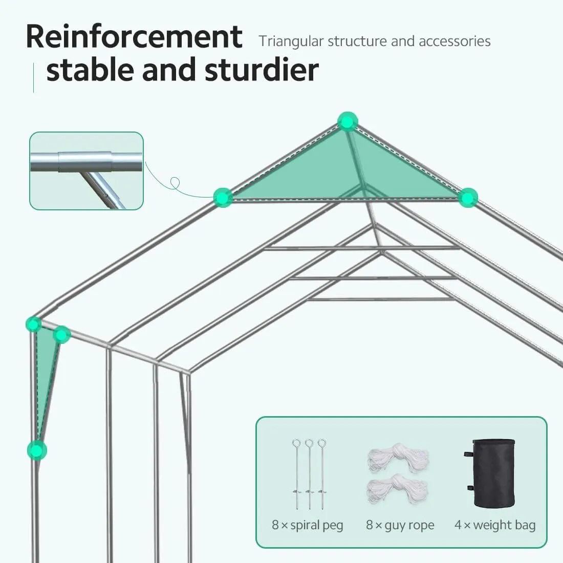ADVANCE OUTDOOR 12x20 ft Heavy Duty Carport Potable Car Canopy Garage Party Tent Boat Shelter, Adjustable Height from 9.5 ft to 11 ft, Green