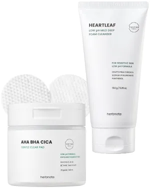AHA BHA Cica Gentle Clear Pad & Heartleaf Low pH Deep Foam Cleanser Bundle
