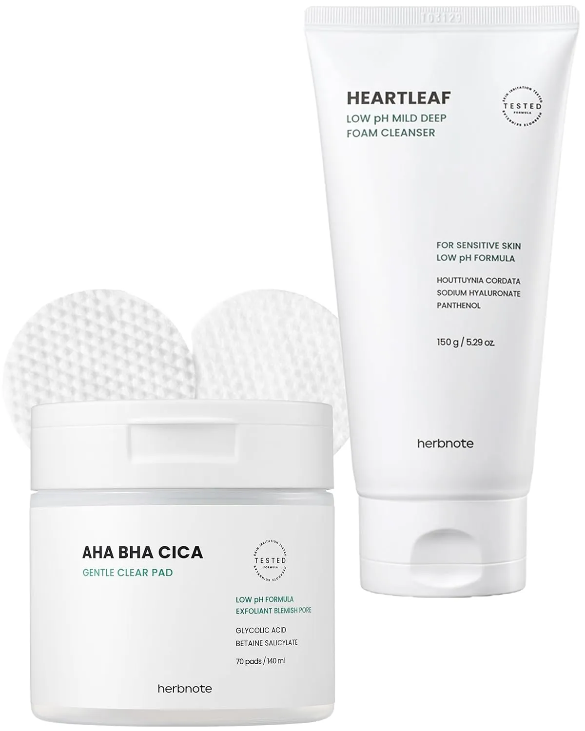AHA BHA Cica Gentle Clear Pad & Heartleaf Low pH Deep Foam Cleanser Bundle